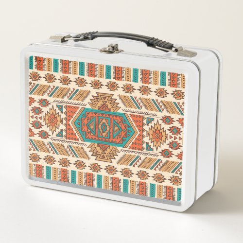 Tribal Vintage Ethnic Seamless Pattern Metal Lunch Box