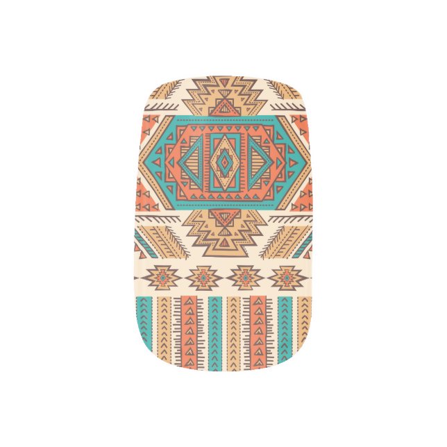 Tribal Vintage: Ethnic Seamless Pattern Minx Nail Art (Left Thumb)