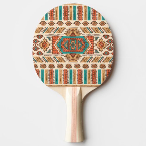 Tribal Vintage Ethnic Seamless Pattern Ping Pong Paddle