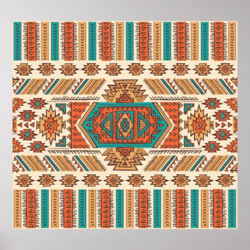 Tribal Vintage Ethnic Seamless Pattern Poster