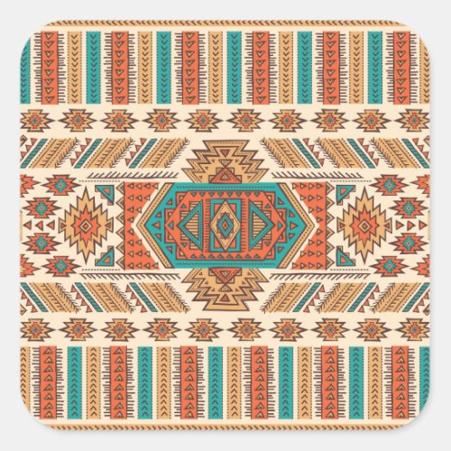 Tribal Vintage Ethnic Seamless Pattern Square Sticker