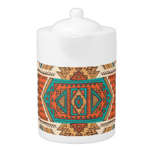 Tribal Vintage: Ethnic Seamless Pattern Teapot