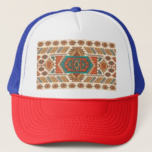 Tribal Vintage Ethnic Seamless Pattern Trucker Hat