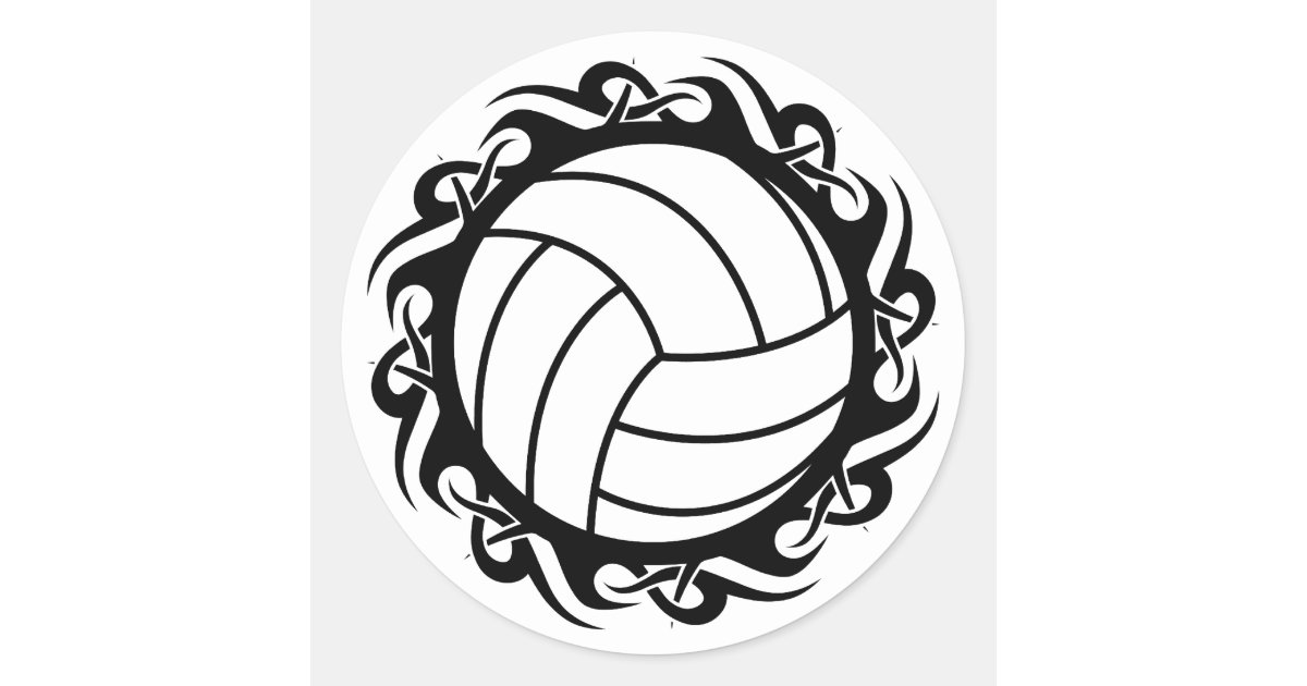 tribal volleyball classic round sticker | Zazzle