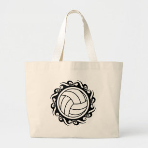 tribal volleyball large tote bag