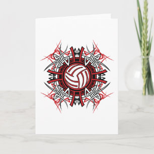Tribal Volleyball Mandala Red and Black Sports Card