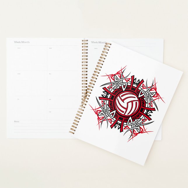 Tribal Volleyball Mandala Red and Black Sports  Planner (Creator Uploaded)