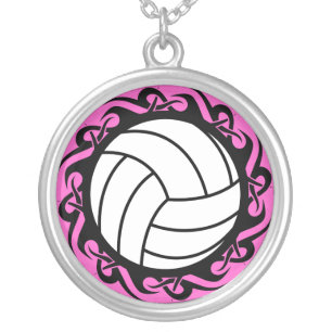 tribal volleyball silver plated necklace