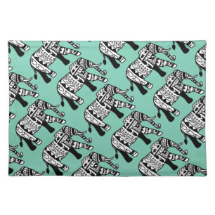 Tribal Walking Elephant Cloth Placemat
