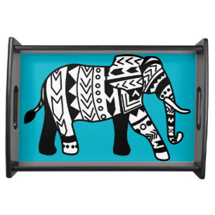 Tribal Walking Elephant Custom Serving Tray