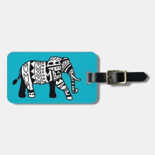 Tribal Walking Elephant Luggage Tag