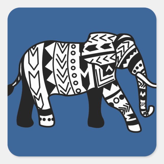 Tribal Walking Elephant Square Sticker (Front)