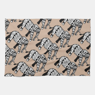 Tribal Walking Elephant Towel