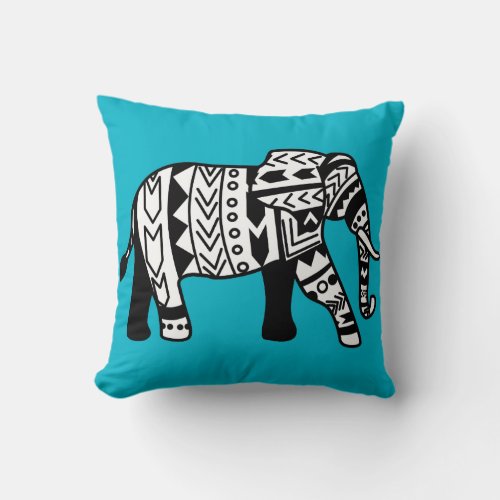Tribal Walking Elephants Custom Throw Pillow