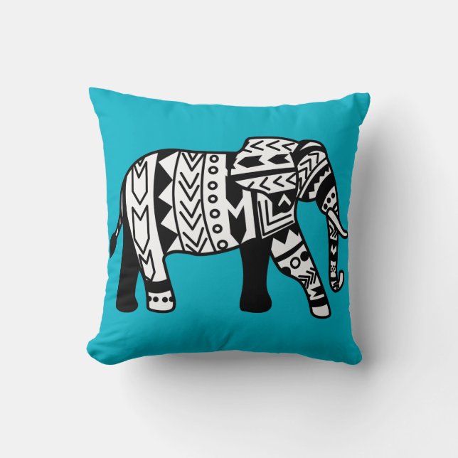 Tribal Walking Elephants Custom Throw Pillow (Front)