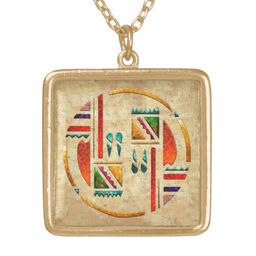 Tribal War Dance Native Matching Gold Plated Necklace