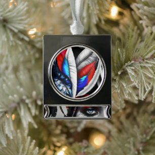 Tribal Warrior feathers Banner Ornament