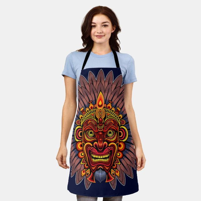Tribal Warrior King Ritual Mask Apron (Worn)