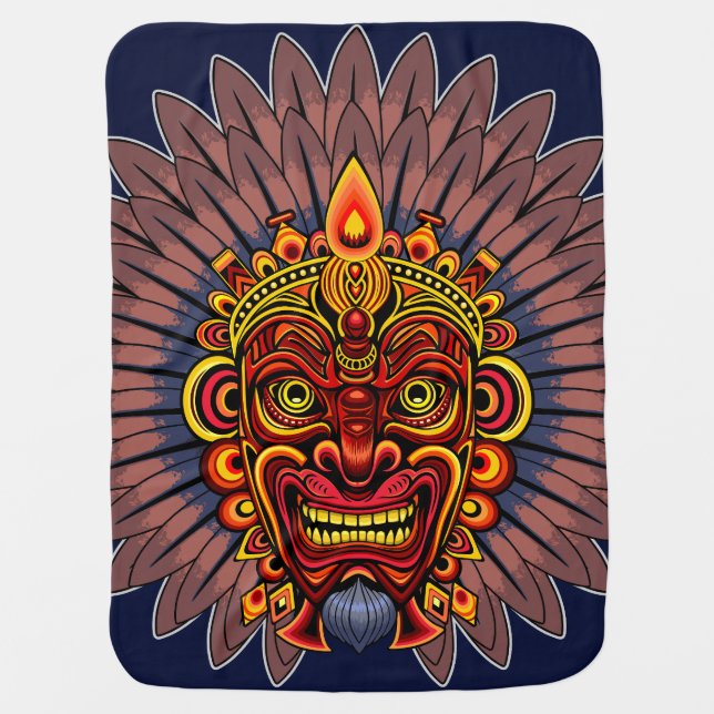 Tribal Warrior King Ritual Mask Baby Blanket (Front)