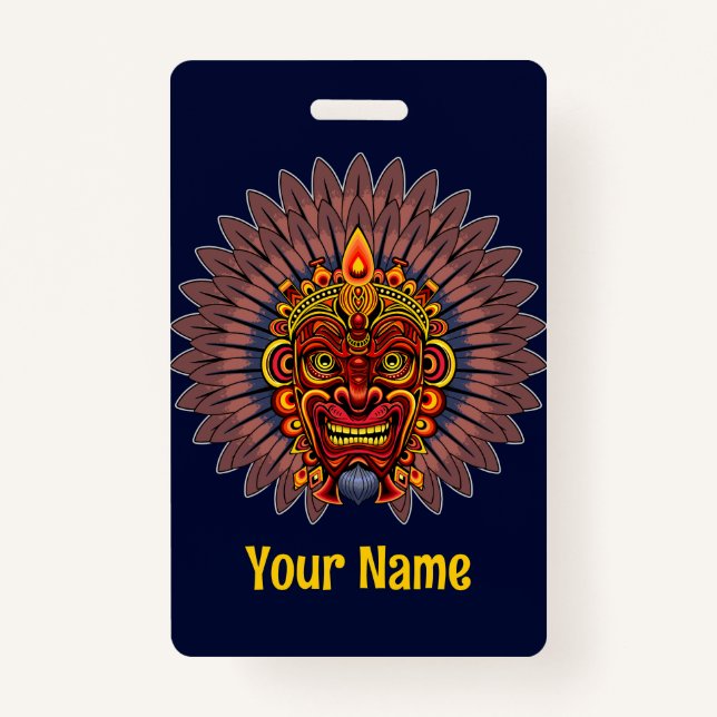 Tribal Warrior King Ritual Mask Badge (Front)
