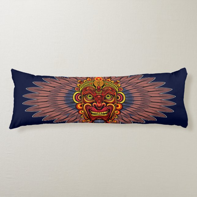 Tribal Warrior King Ritual Mask Body Pillow (Front)