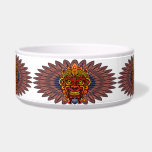 Tribal Warrior King Ritual Mask Bowl<br><div class="desc">Tribal Warrior King Ritual Mask surrounded by a Feathers crown ritual ornamental apparel . South America/Africa/Oceania Indigenous traditions and Culture.  Original vector illustration copyright BluedarkArt TheChameleonArt.</div>
