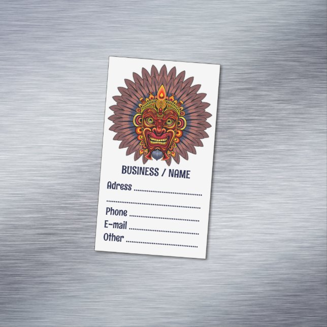 Tribal Warrior King Ritual Mask Business Card Magnet (In Situ)