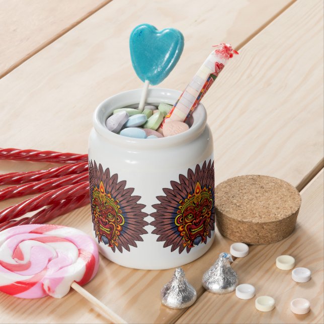 Tribal Warrior King Ritual Mask Candy Jar (In Situ)