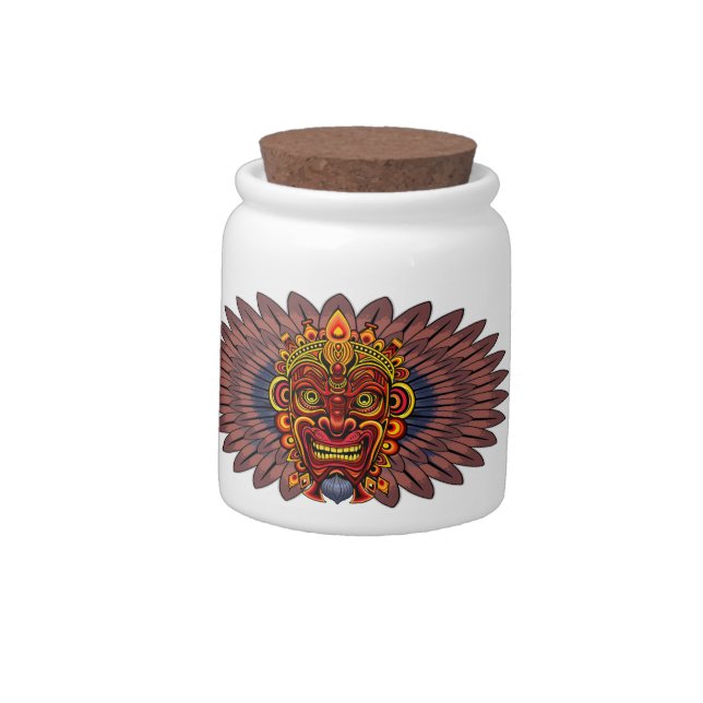 Tribal Warrior King Ritual Mask Candy Jar (Left)