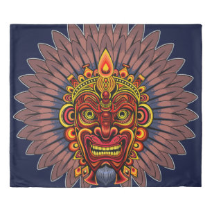 Tribal Warrior King Ritual Mask Duvet Cover
