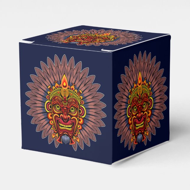 Tribal Warrior King Ritual Mask Favor Boxes (Front Side)