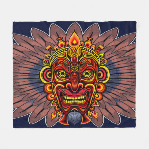 Tribal Warrior King Ritual Mask Fleece Blanket