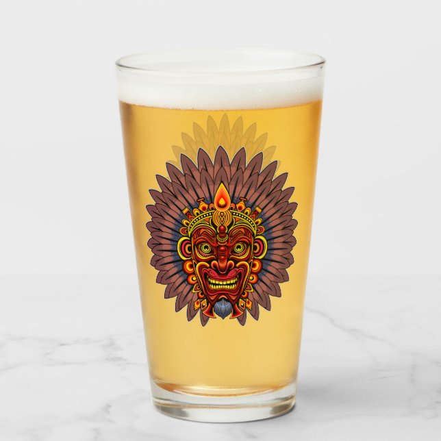 Tribal Warrior King Ritual Mask Glass (Front Filled)