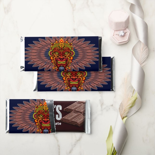 Tribal Warrior King Ritual Mask Hershey Bar Favors (Front)