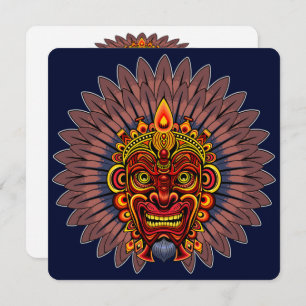 Tribal Warrior King Ritual Mask Invitation