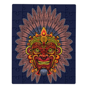 Tribal Warrior King Ritual Mask Jigsaw Puzzle