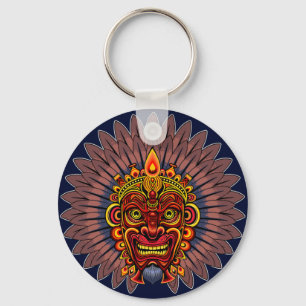 Tribal Warrior King Ritual Mask Keychain