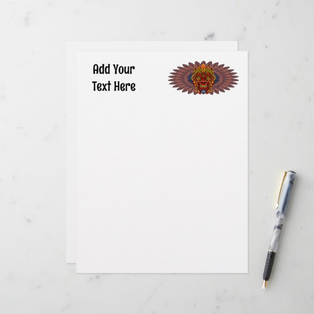 Tribal Warrior King Ritual Mask Letterhead (Front/Back In Situ)