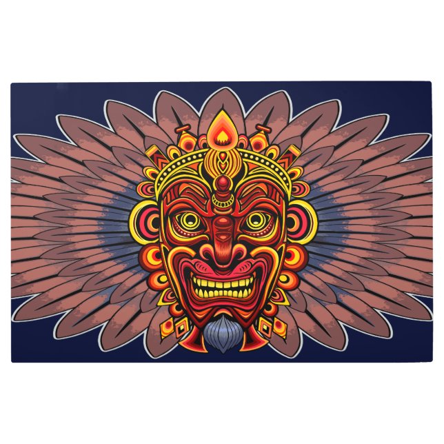 Tribal Warrior King Ritual Mask Metal Print (Front)