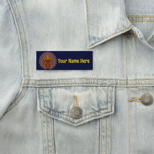 Tribal Warrior King Ritual Mask Name Tag (In Situ)
