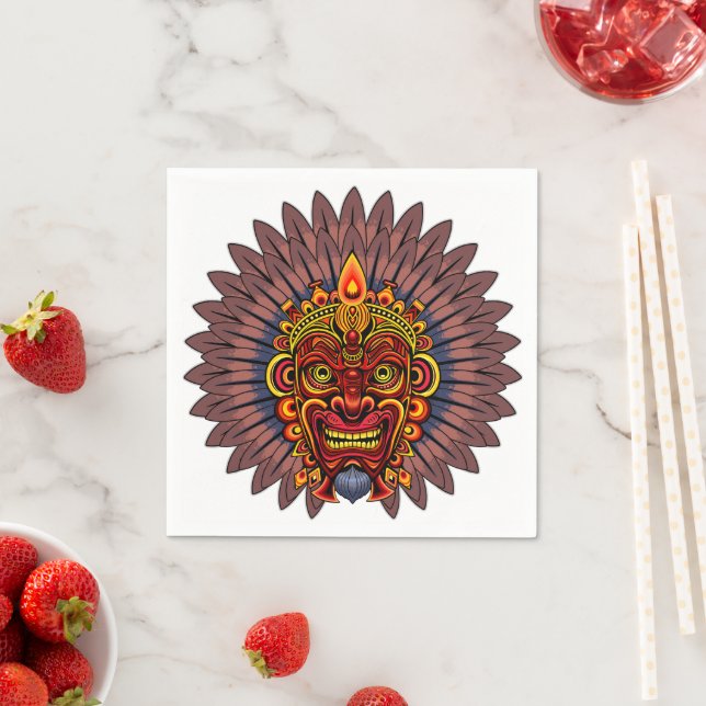 Tribal Warrior King Ritual Mask Napkins (Insitu)