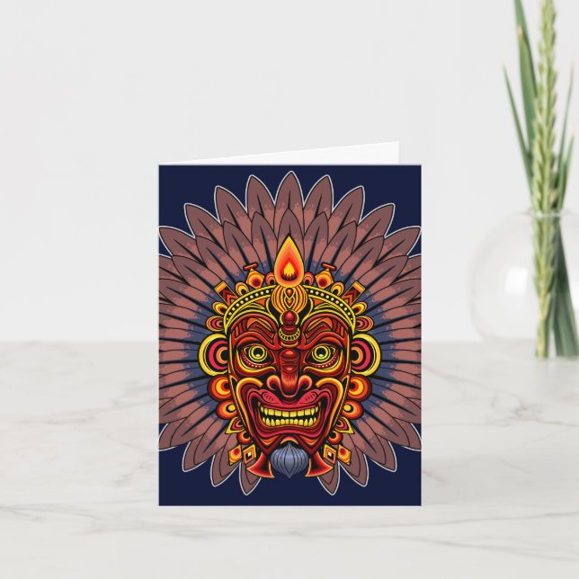 Tribal Warrior King Ritual Mask Note Card (Front)
