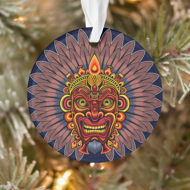 Tribal Warrior King Ritual Mask Ornament (Tree)
