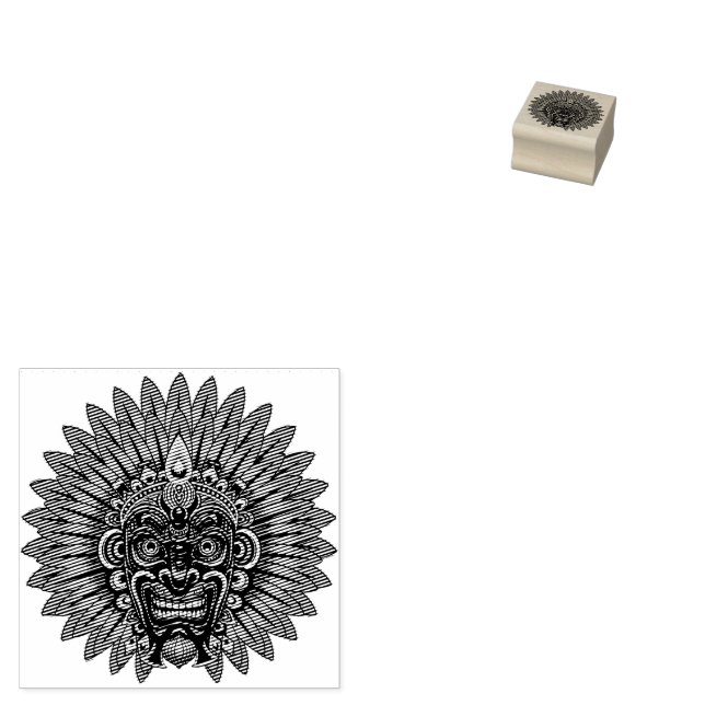 Tribal Warrior King Ritual Mask Rubber Stamp (Stamped)