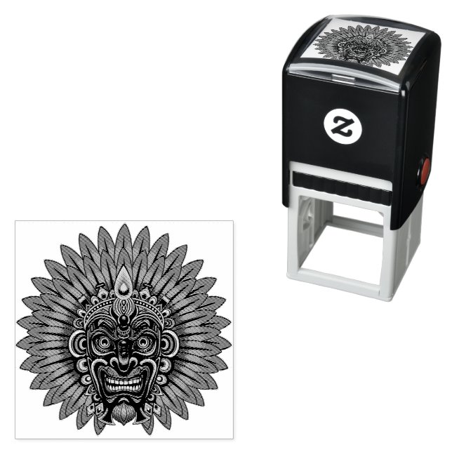 Tribal Warrior King Ritual Mask Self-inking Stamp (In Situ)