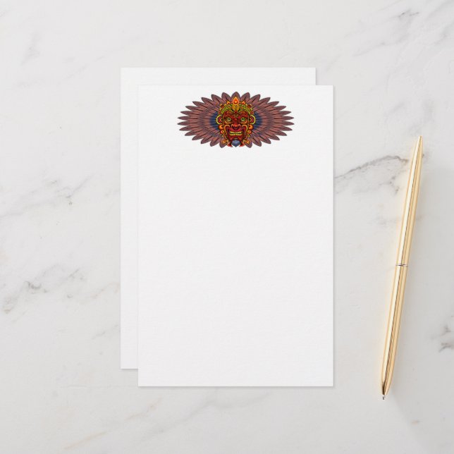 Tribal Warrior King Ritual Mask Stationery (Front/Back In Situ)