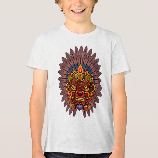 Tribal Warrior King Ritual Mask Tri-Blend Shirt (Front)