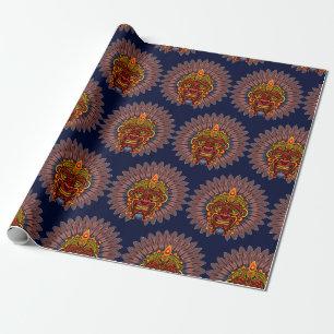 Tribal Warrior King Ritual Mask Wrapping Paper