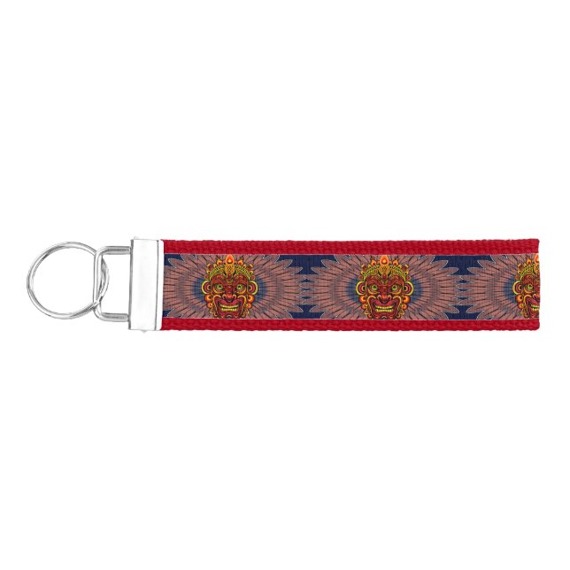 Tribal Warrior King Ritual Mask Wrist Keychain (Keys on Left)