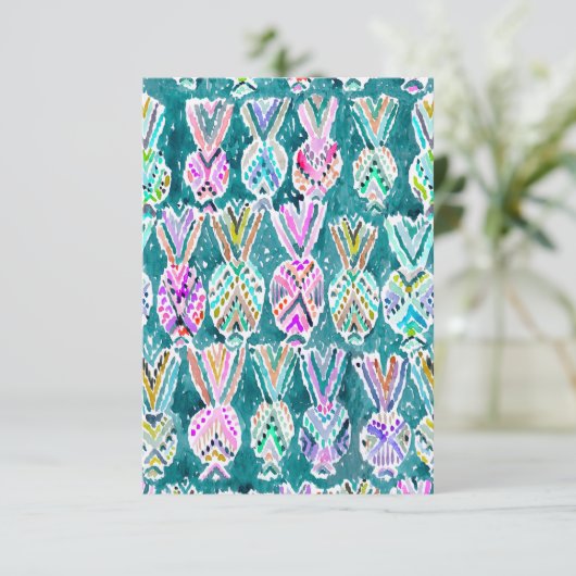 Tribal Watercolor Pineapple Pattern Note Flat Card (Standing Front)